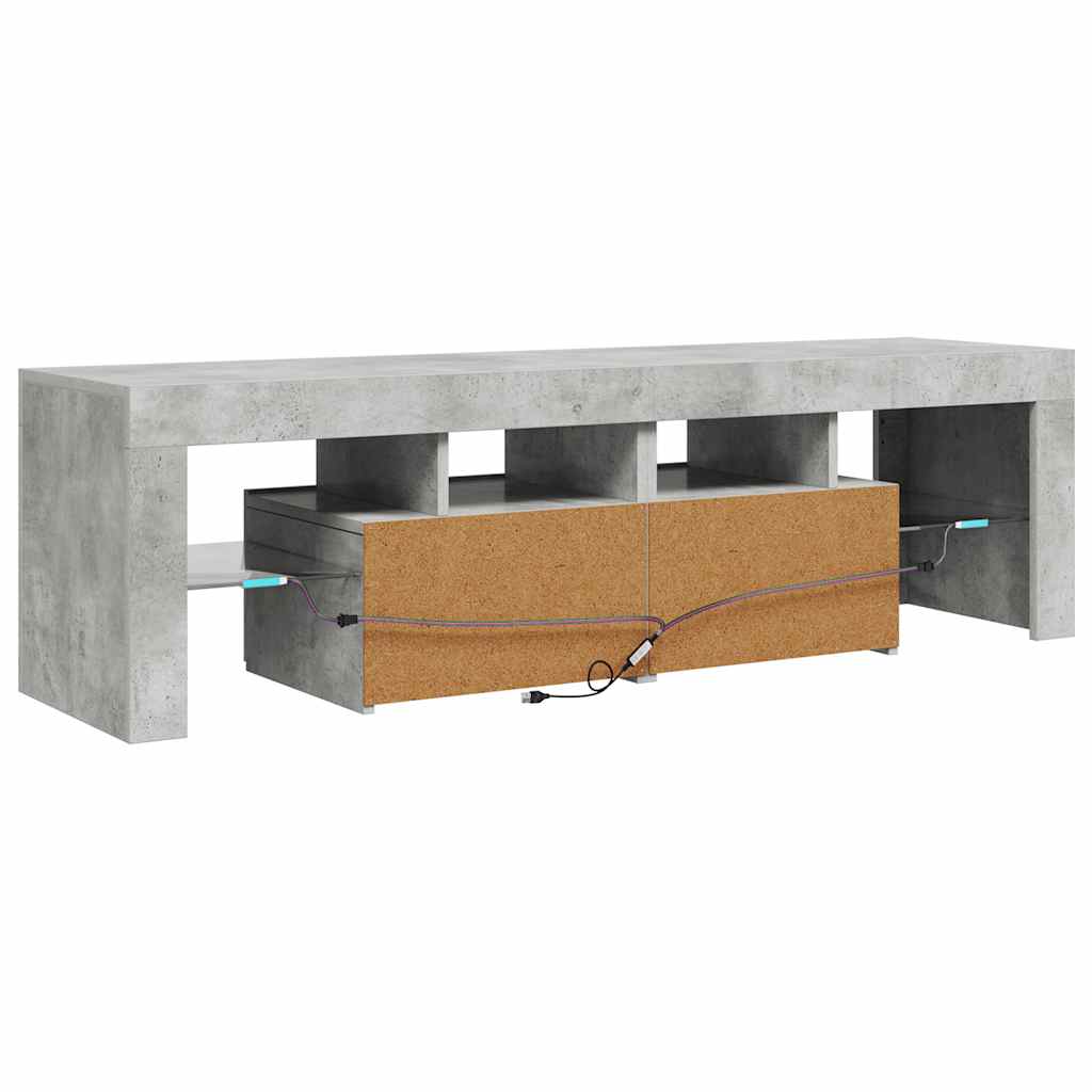 betonszürke TV-szekrény LED-lámpákkal 140 x 36,5 x 40 cm