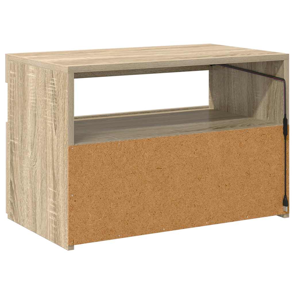 sonoma tölgy színű TV-szekrény LED-lámpákkal 60 x 35 x 40 cm