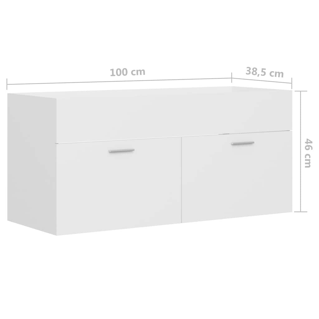 fehér szerelt fa mosdószekrény 100 x 38,5 x 46 cm