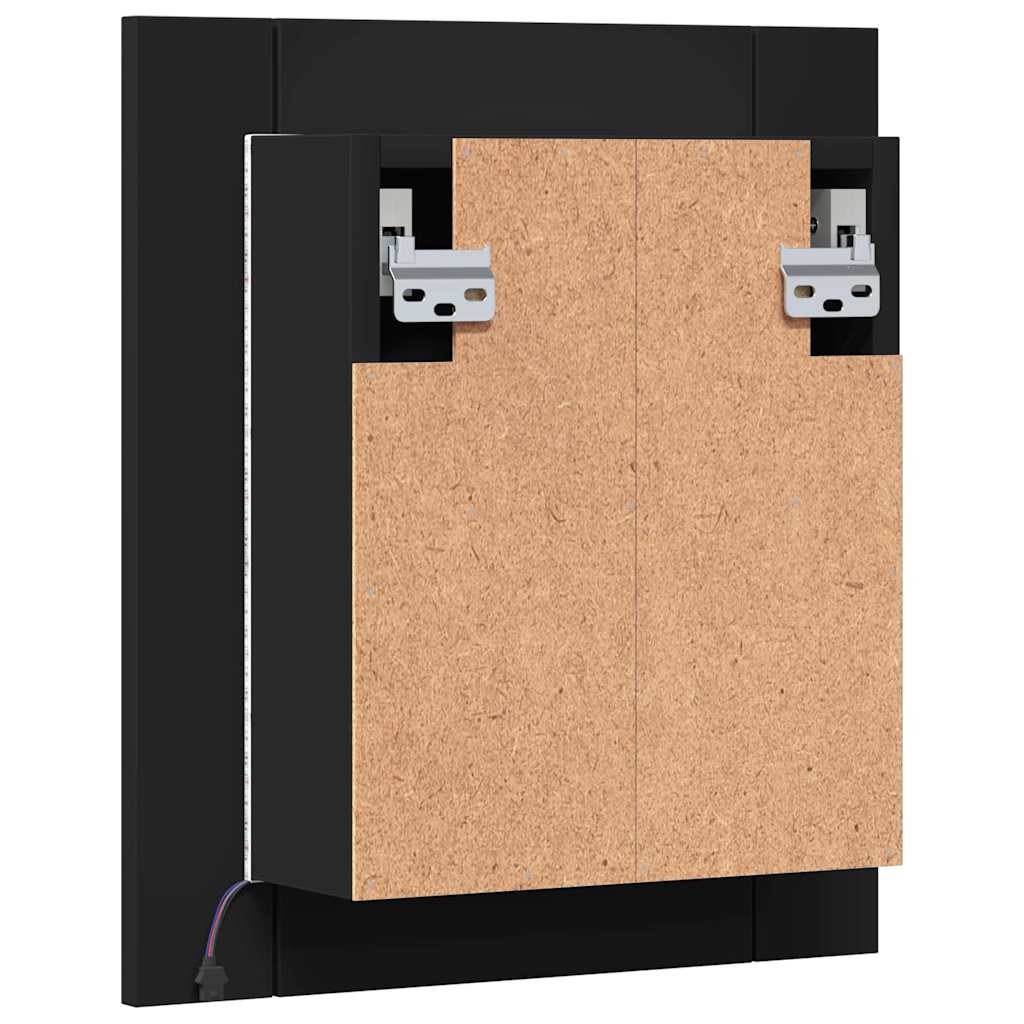 fekete akril LED-es fürdőszobaszekrény tükörrel 40x12x45 cm
