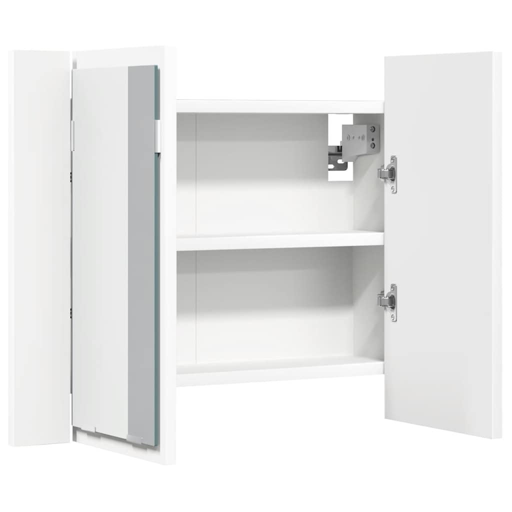 fehér akril LED-es fürdőszobaszekrény tükörrel 60x12x45 cm