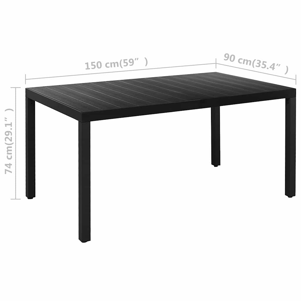 5 részes fekete-barna kerti étkezőgarnitúra