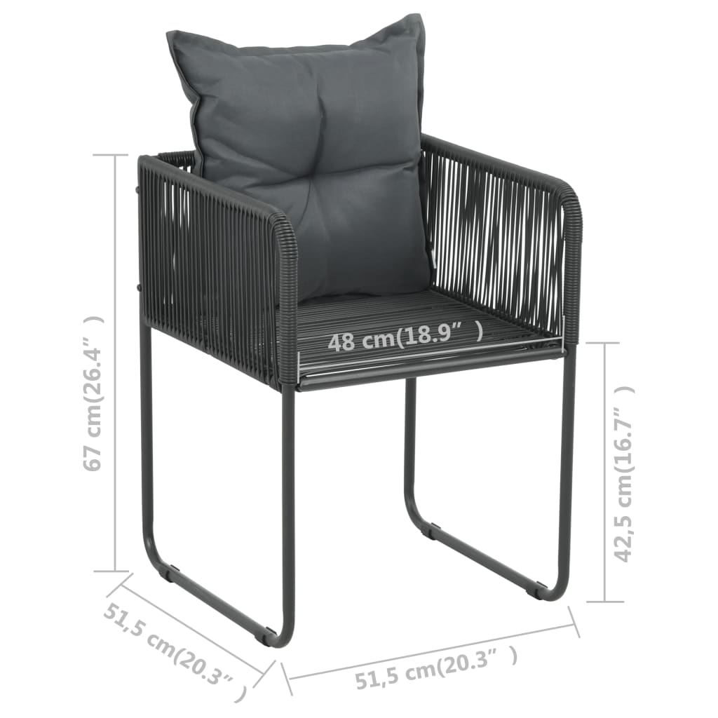 5 részes fekete PVC rattan kerti étkezőgarnitúra