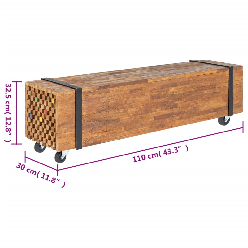 tömör tíkfa TV-állvány 110 x 30 x 32,5 cm