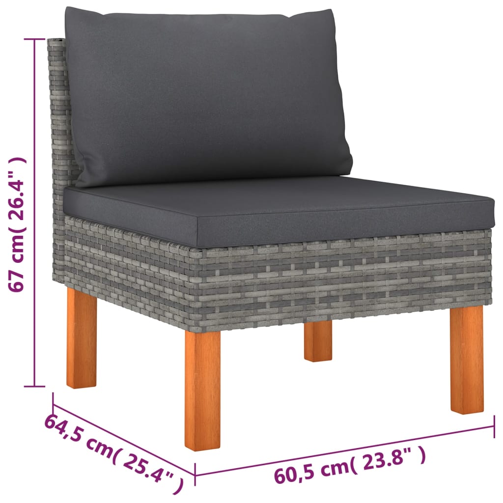 6 részes szürke polyrattan kerti ülőgarnitúra párnákkal