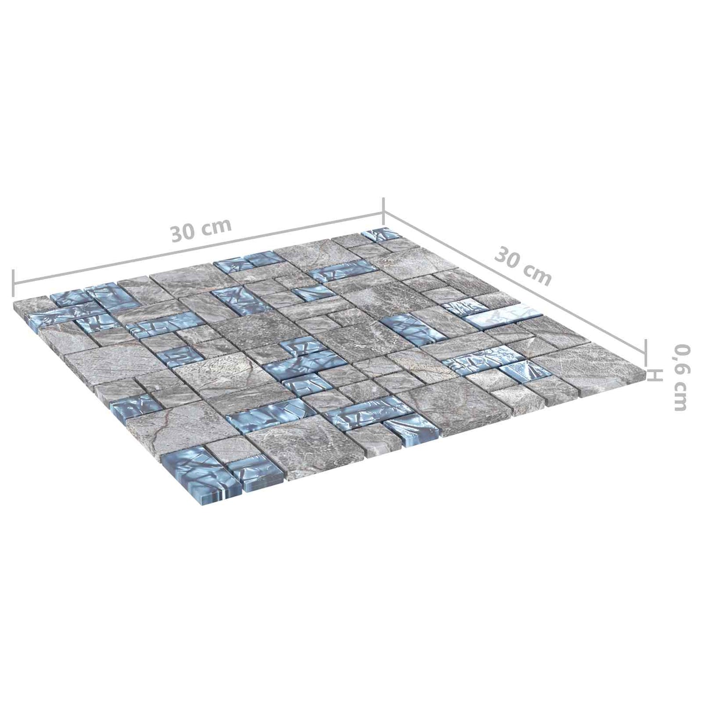 Mozaik csempe 22 pcs Szürke és Kék 50 x 50 cm Üveg