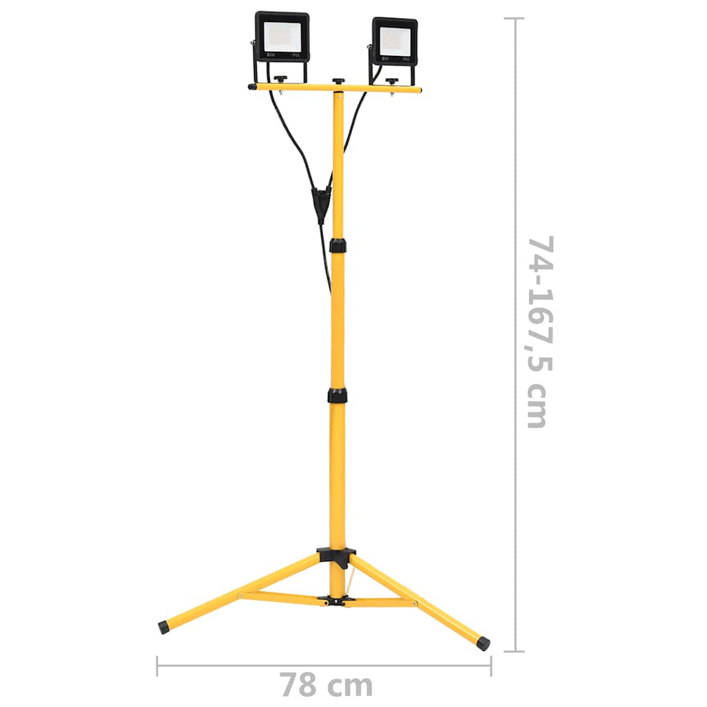 meleg fehér fényű háromlábú LED-es reflektor 2 x 20 W
