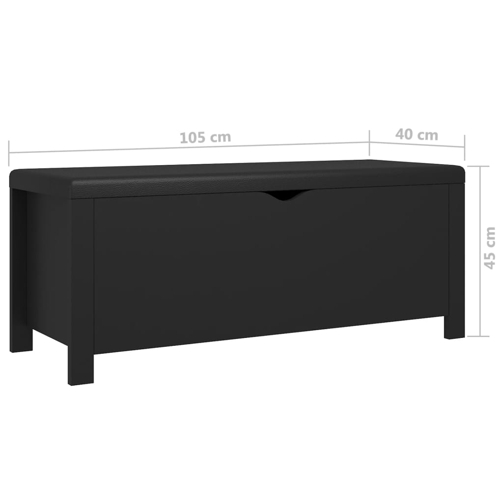 fekete szerelt fa tárolódoboz párnával 105 x 40 x 45 cm