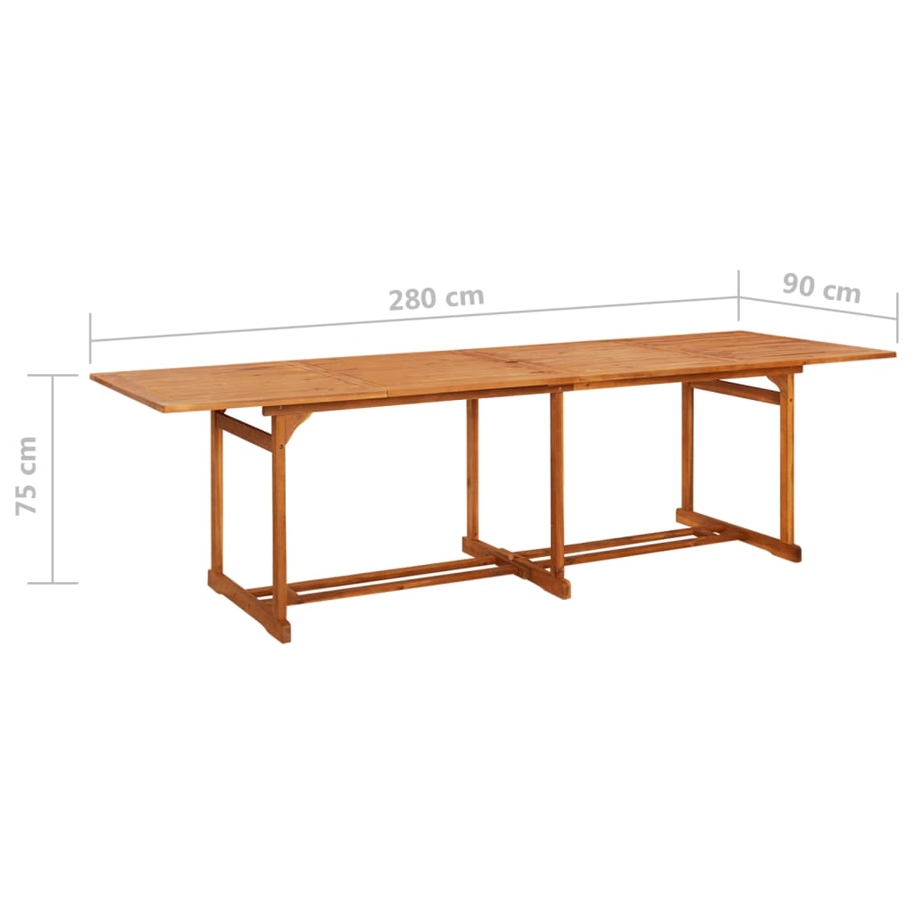 tömör akácfa kerti étkezőasztal 280 x 90 x 75 cm