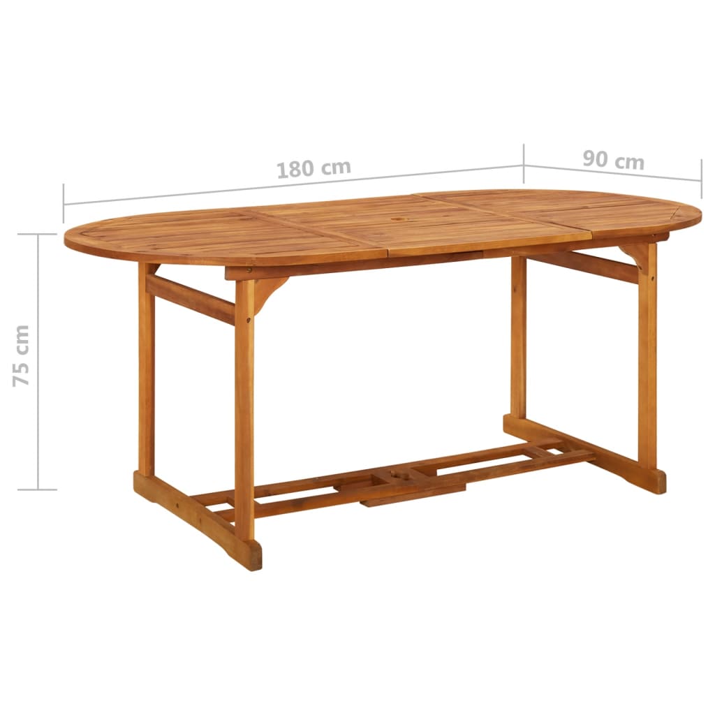 tömör akácfa kerti étkezőasztal 180 x 90 x 75 cm