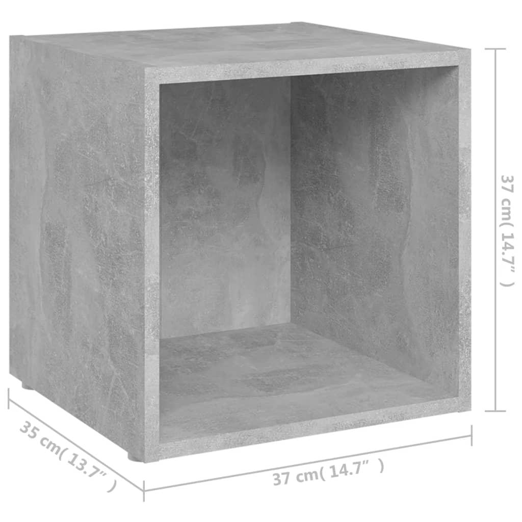2 db betonszürke szerelt fa TV-szekrény 37 x 35 x 37 cm