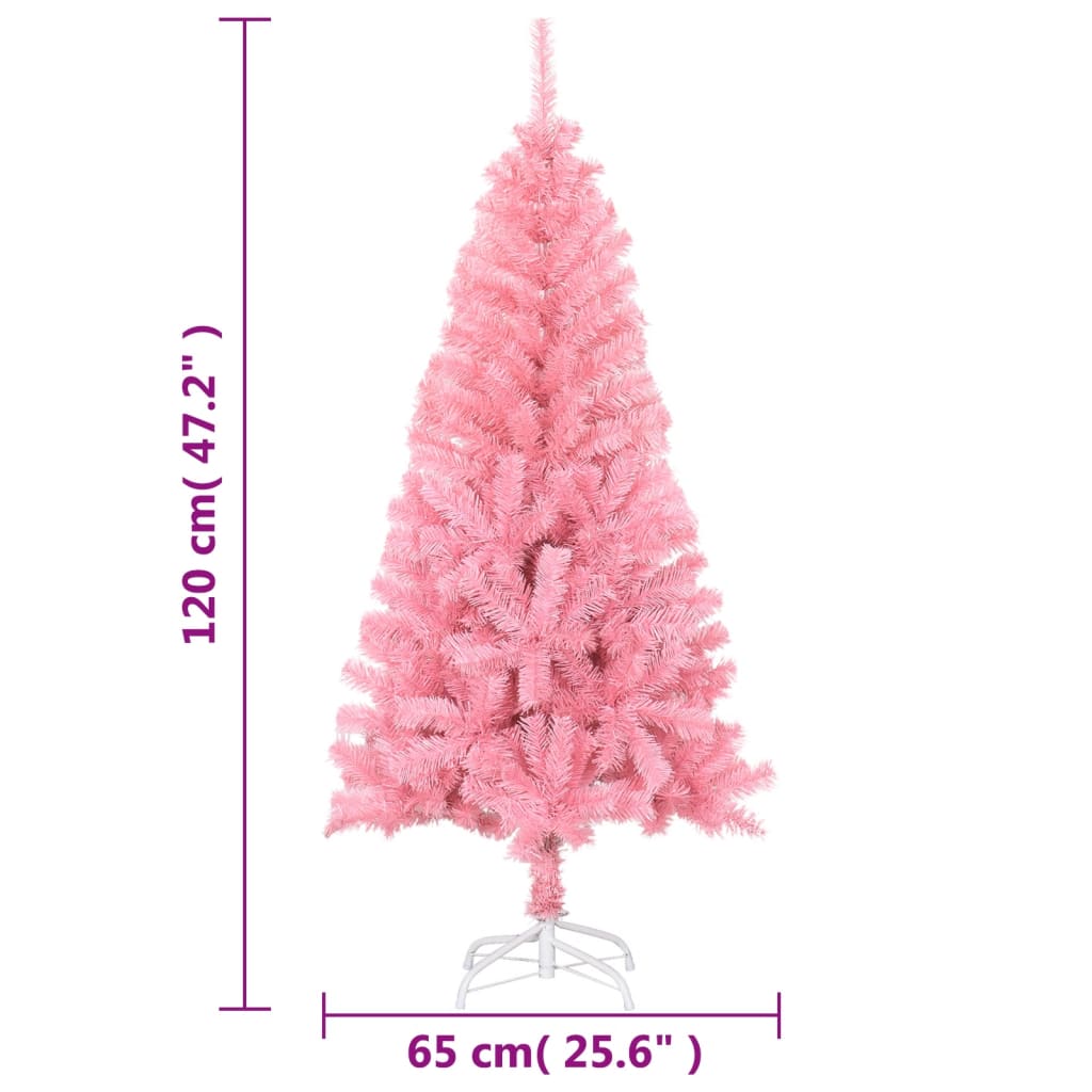rózsaszín PVC műkarácsonyfa állvánnyal 120 cm