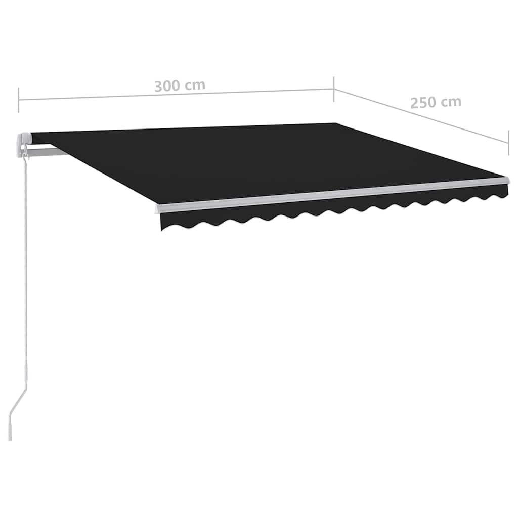 antracitszürke kézzel kihúzható LED-es napellenző 300 x 250 cm