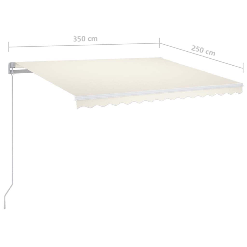 krémszínű kézzel kihúzható LED-es napellenző 350 x 250 cm