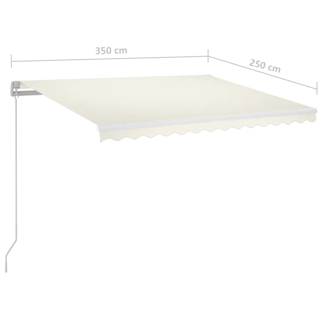 krémszínű kézzel kihúzható LED-es napellenző 350 x 250 cm