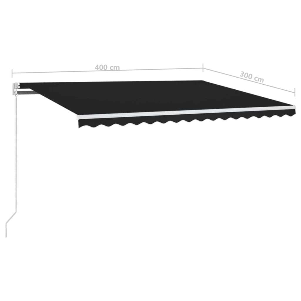 antracitszürke kézzel kihúzható LED-es napellenző 400 x 300 cm