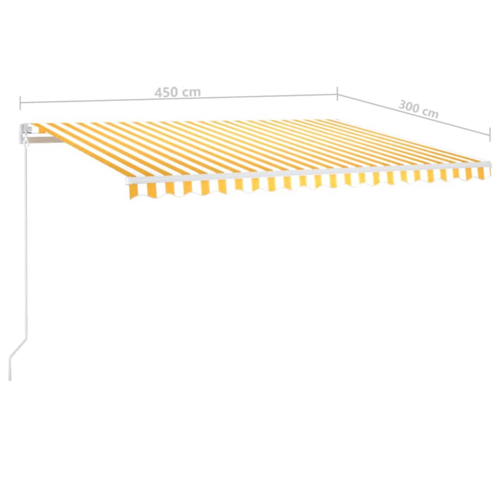 sárga és fehér kézzel kihúzható napellenző 450 x 300 cm
