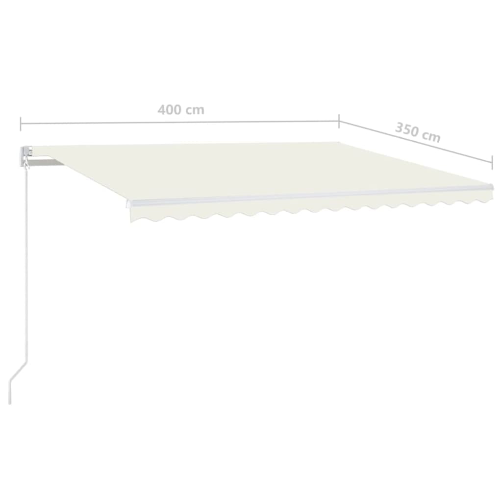 krémszínű kézzel kihúzható LED-es napellenző 400 x 350 cm