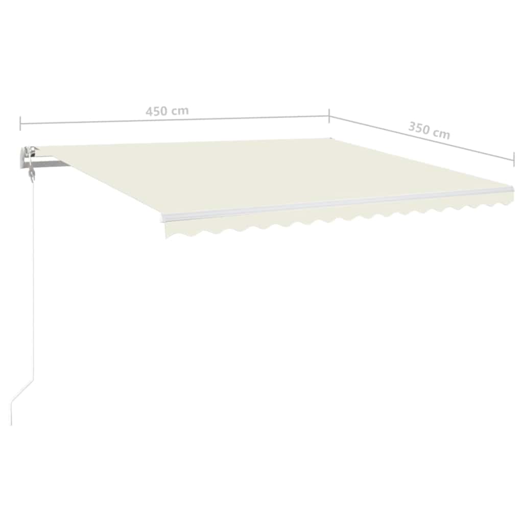 krémszínű automata szélérzékelős és LED-es napellenző 450x350cm