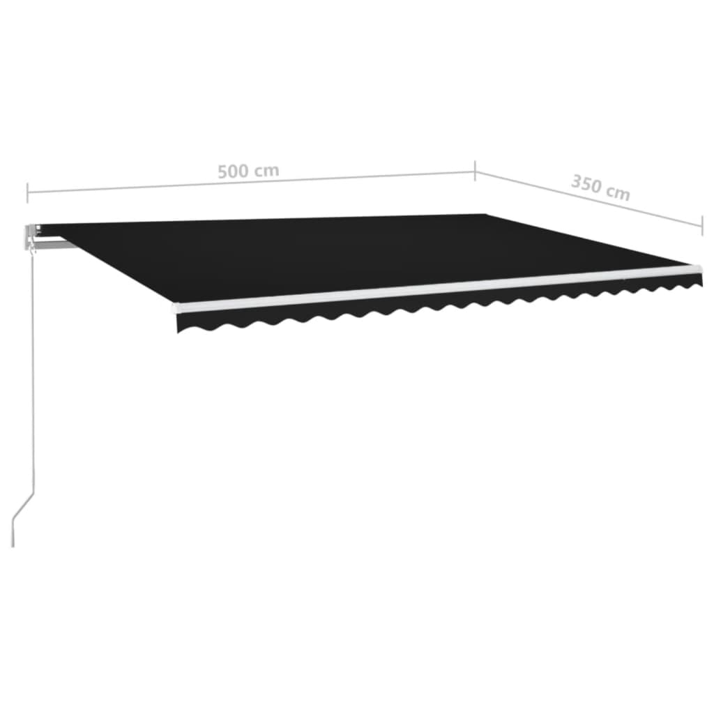 antracitszürke kézzel kihúzható napellenző 500 x 350 cm