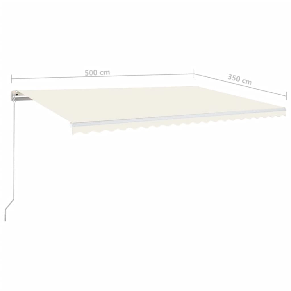 krémszínű kézzel kihúzható LED-es napellenző 500x350 cm