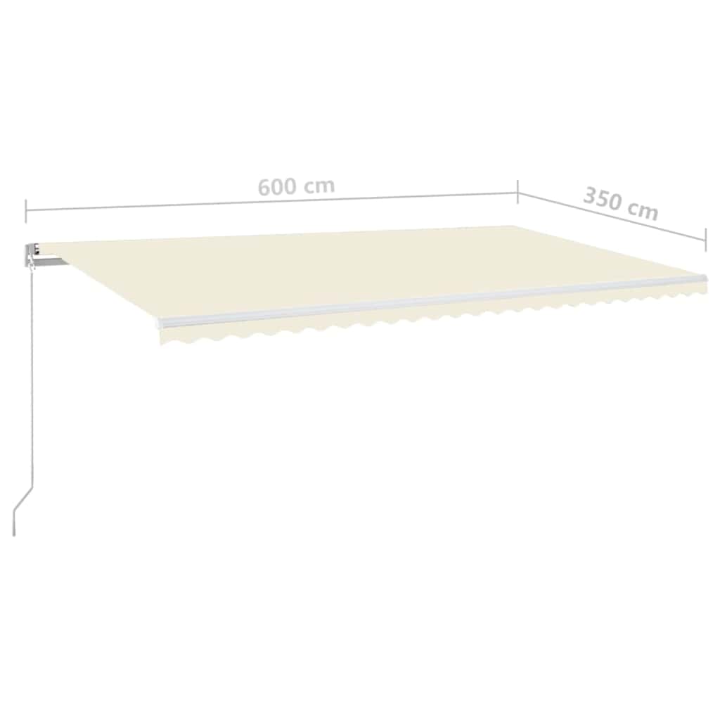 krémszínű kézzel kihúzható LED-es napellenző 600 x 350 cm