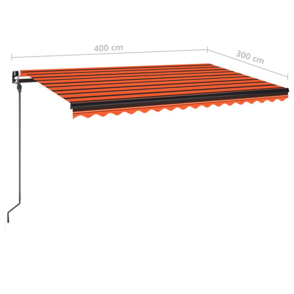 narancssárga és barna kézzel kihúzható napellenző 400 x 300 cm