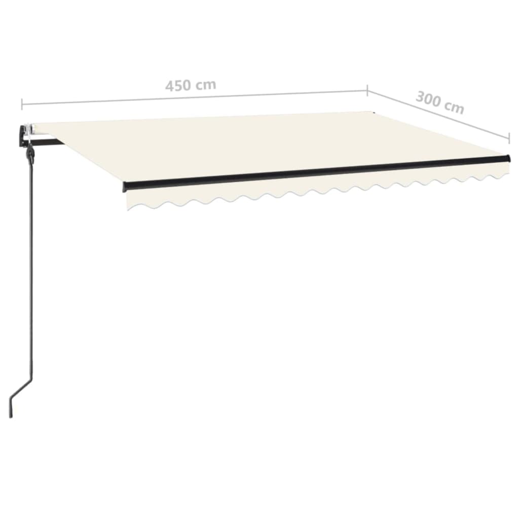 krémszínű automata szélérzékelős és LED-es napellenző 450x300cm