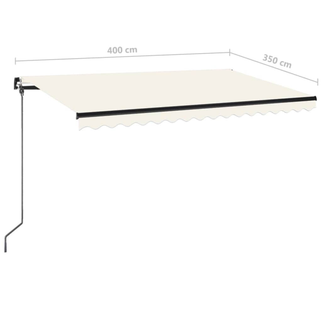 krémszínű kézzel kihúzható LED-es napellenző 400 x 350 cm