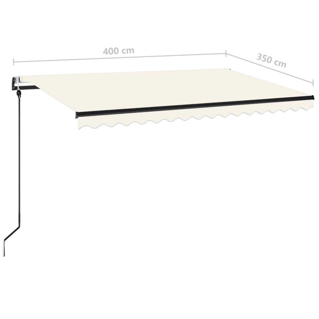 krémszínű automata szélérzékelős és LED-es napellenző 400x350cm
