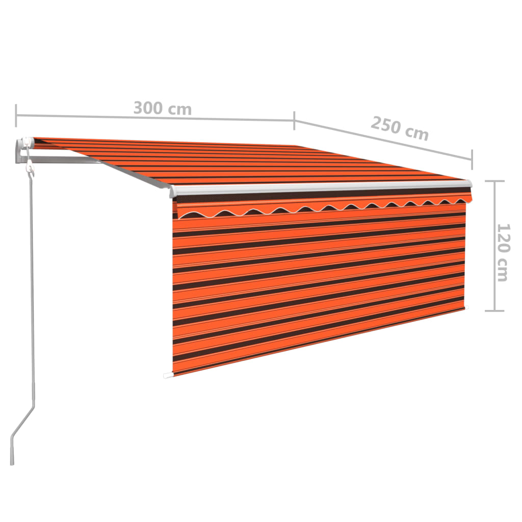 narancssárga-barna automata napellenző redőnnyel 3 x 2,5 m