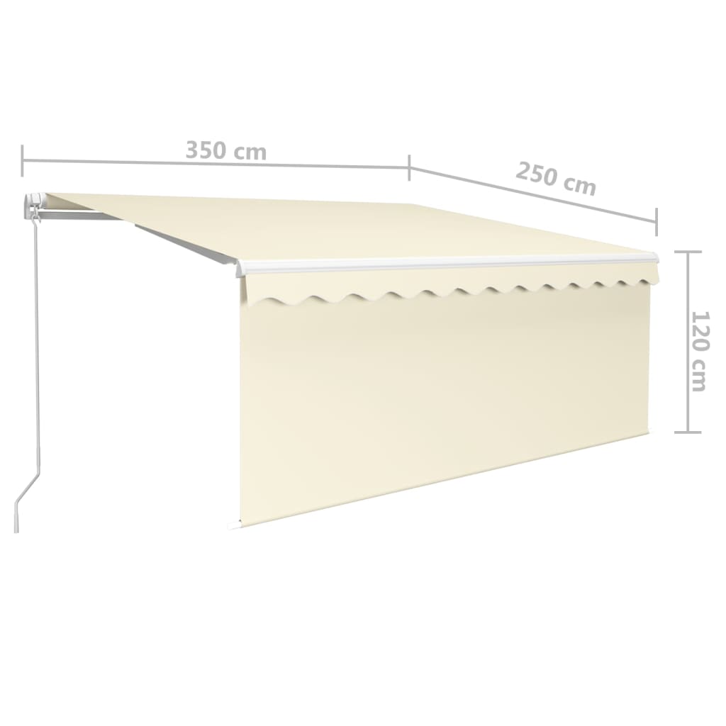 krémszínű kézzel kihúzható LED-es napellenző redőnnyel 3x2,5 m