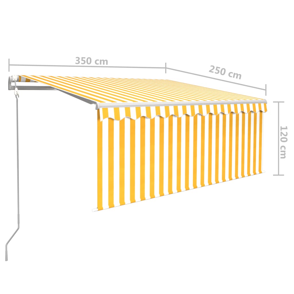sárga-fehér automata kihúzható napellenző redőnnyel 3,5 x 2,5 m