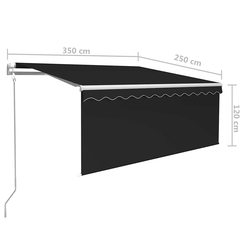 antracitszürke automata napellenző redőnnyel 3,5 x 2,5 m