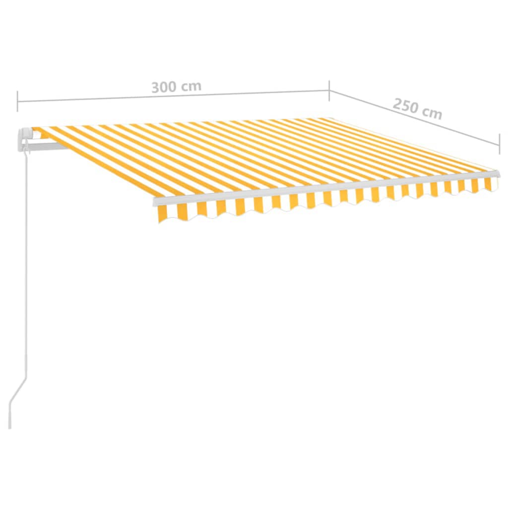 sárga-fehér automata szélérzékelős és LED-es napellenző 3x2,5 m