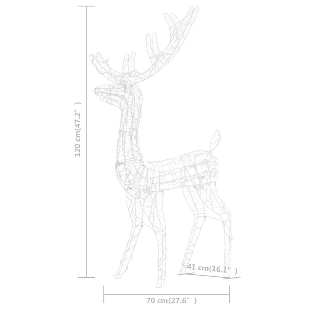 hideg fehér rénszarvasos karácsonyi dísz 140 LED-del 120 cm
