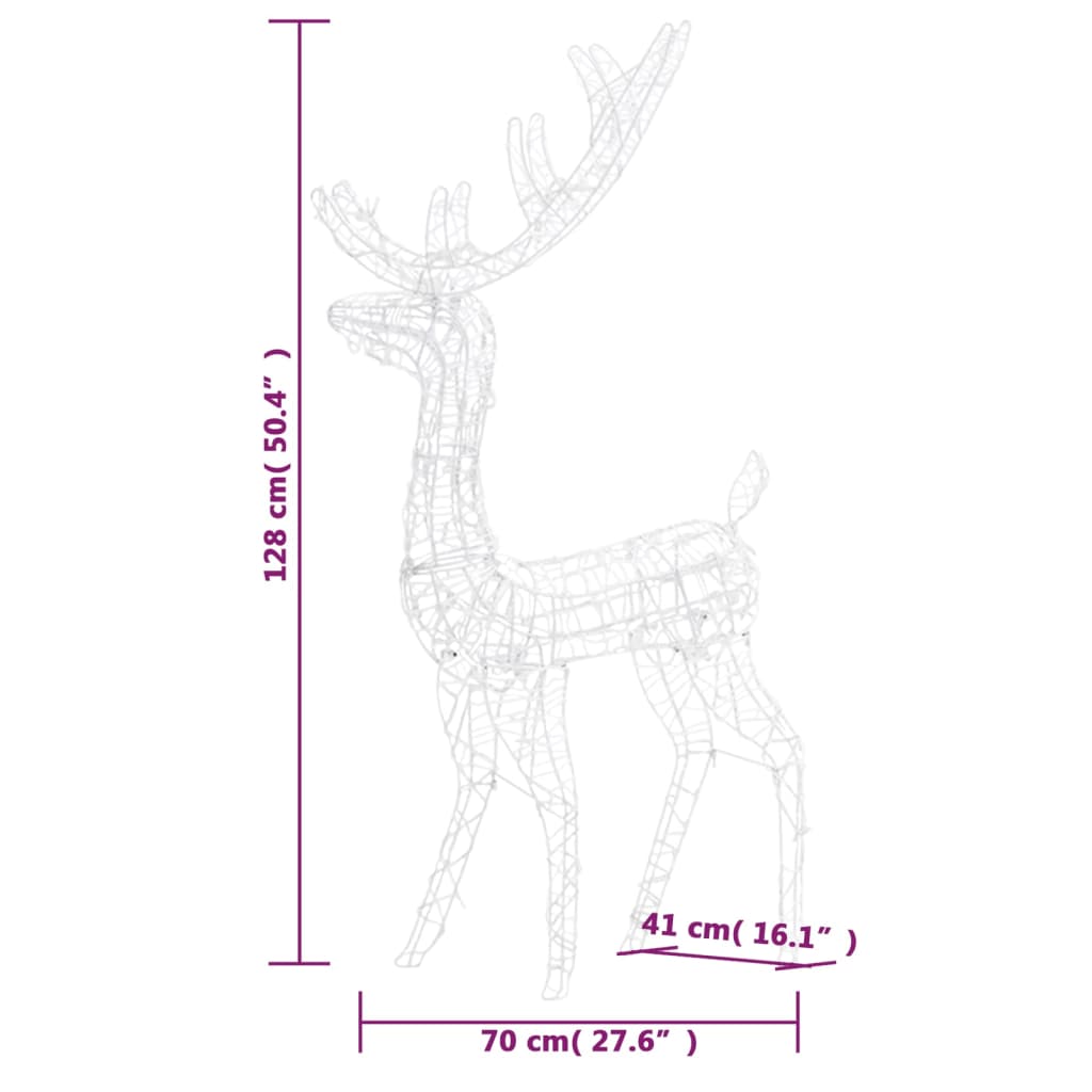 kék akril rénszarvasos karácsonyi dekoráció 140 LED-del 128 cm