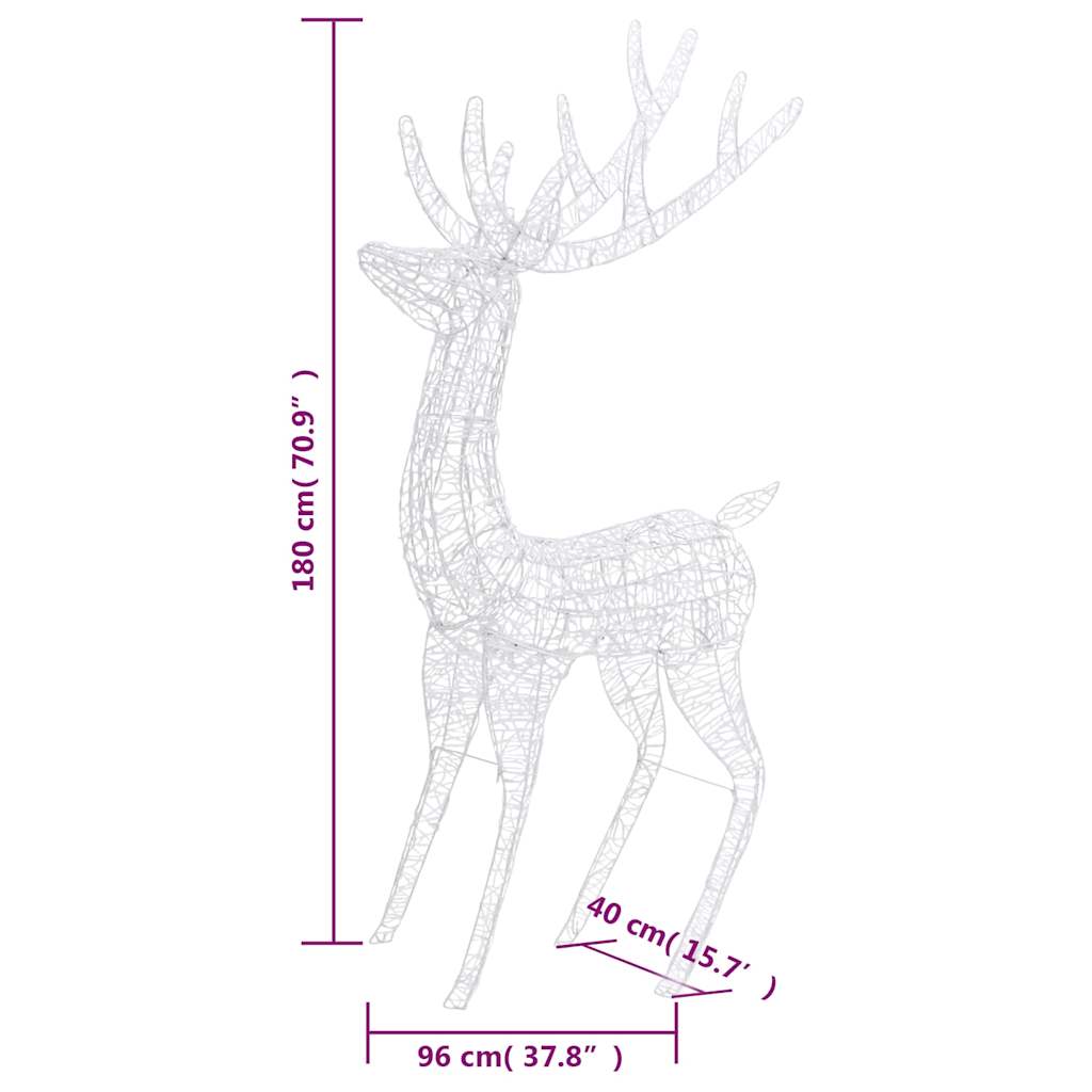 színes XXL akril karácsonyi rénszarvas 250 LED-del 180 cm
