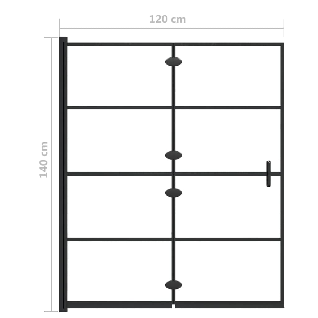fekete ESG zuhanykabin összecsukható ajtóval 120x140 cm