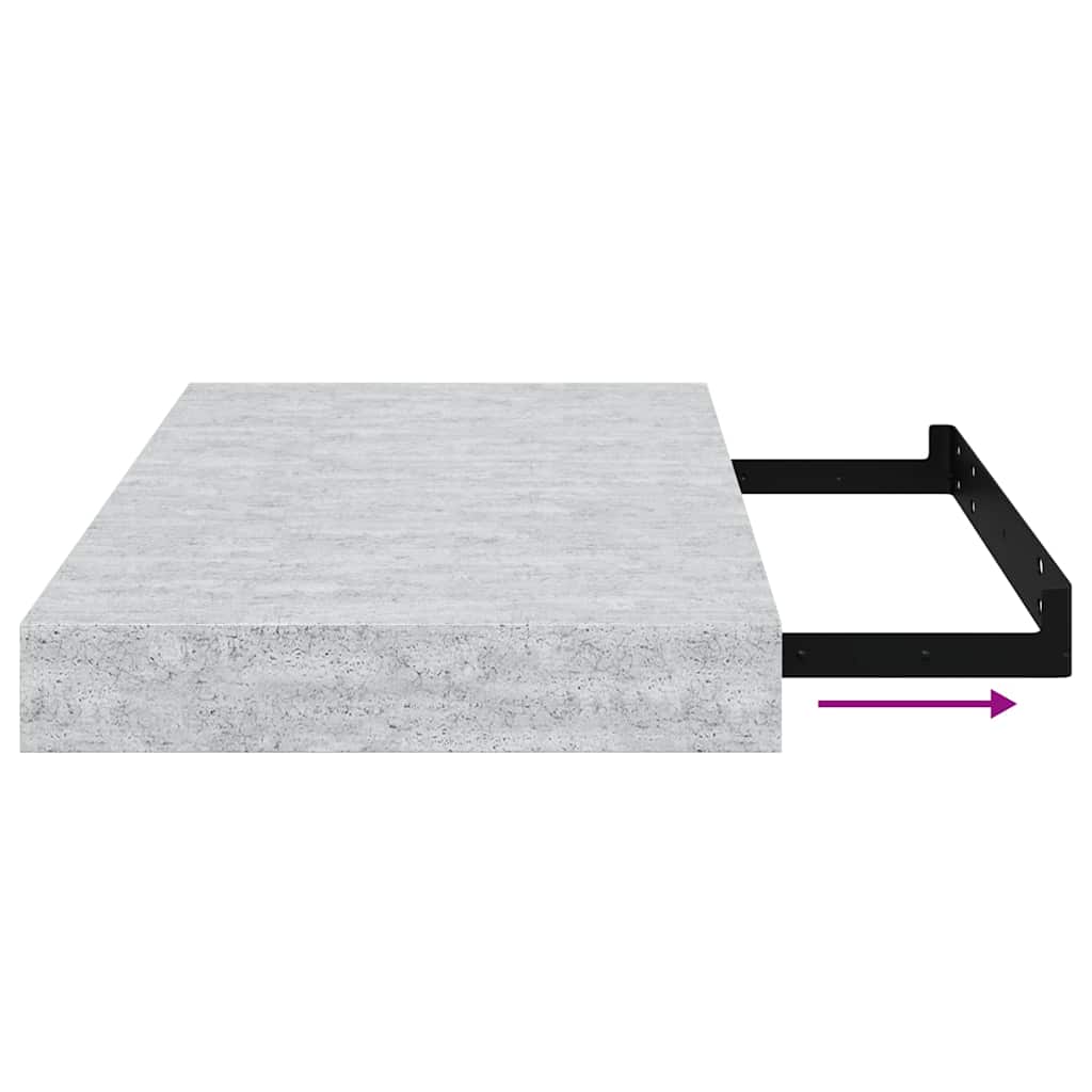 4 db betonszürke MDF lebegő fali polc 40 x 23,5 x 3,8 cm
