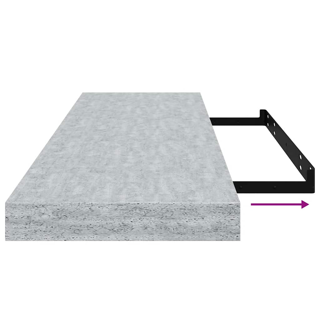 4 db betonszürke MDF lebegő fali polc 80 x 23,5 x 3,8 cm