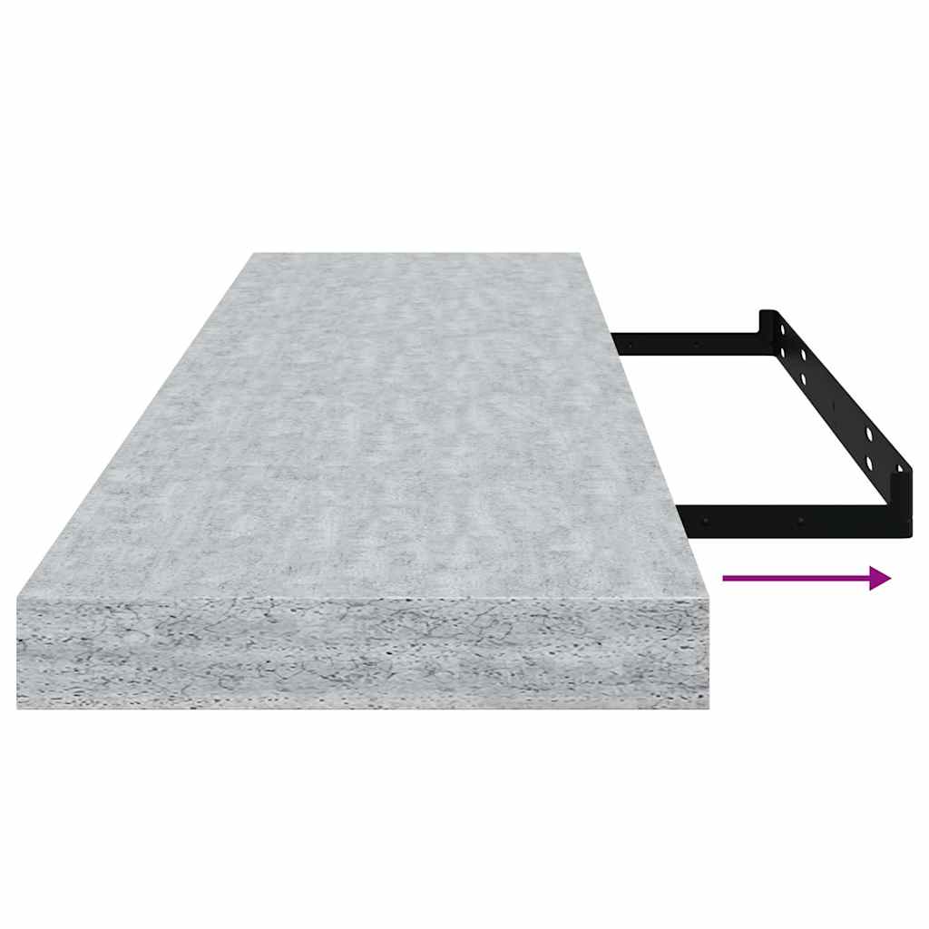 4 db betonszürke MDF lebegő fali polc 90 x 23,5 x 3,8 cm