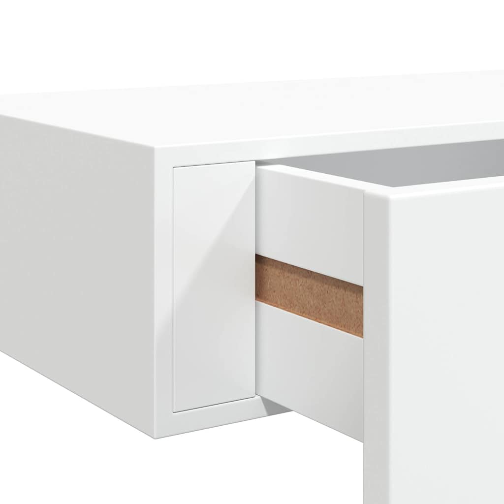 2 db fehér MDF falra szerelhető fiókos polc 40 x 23,5 x 10 cm