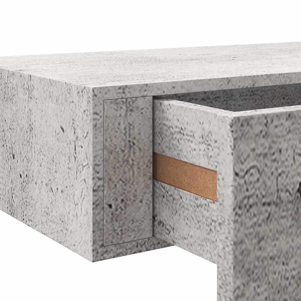 2 db betonszürke MDF falra szerelhető fiókos polc 40x23,5x10 cm