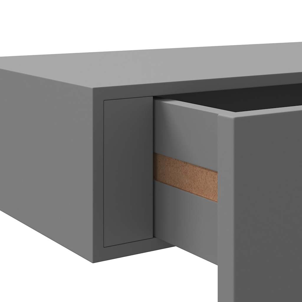 2 db szürke MDF falra szerelhető fiókos polc 60 x 23,5 x 10 cm