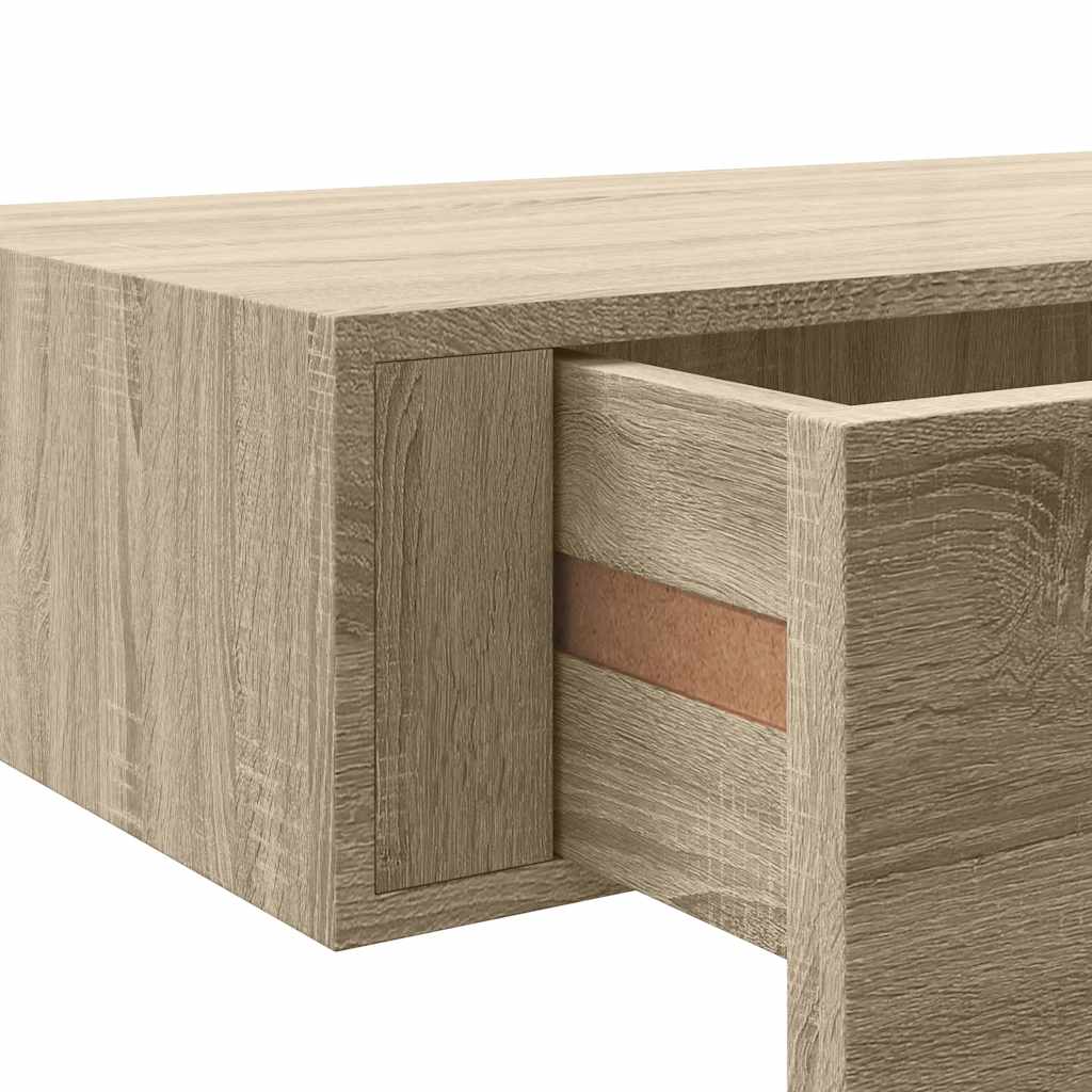 2 db tölgyszínű MDF falra szerelhető fiókos polc 60x23,5x10 cm
