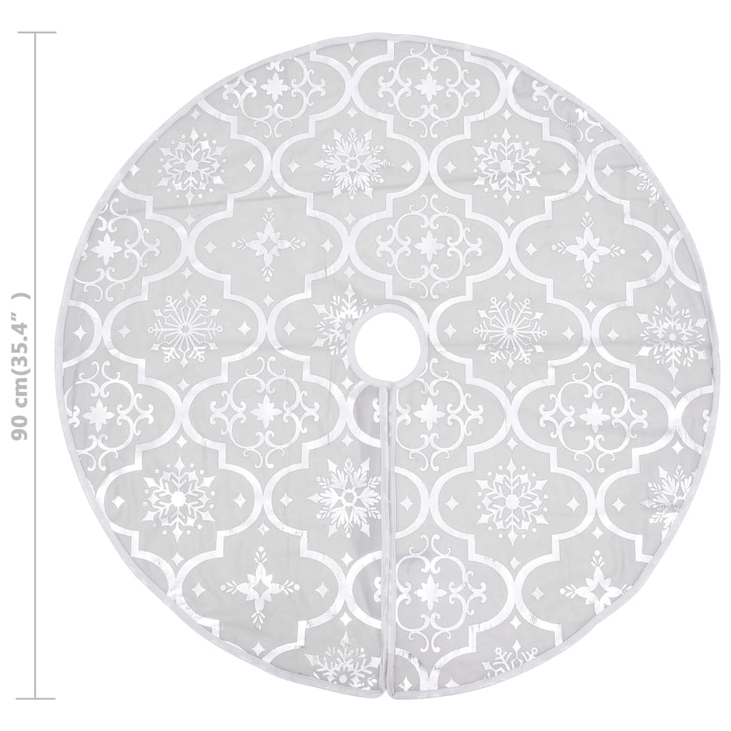 fényűző fehér szövet karácsonyfatalp-takaró zoknival 90 cm