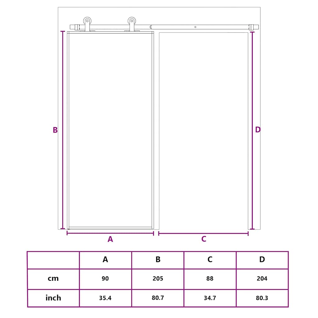 fekete ESG üveg és alumínium tolóajtó 90 x 205 cm