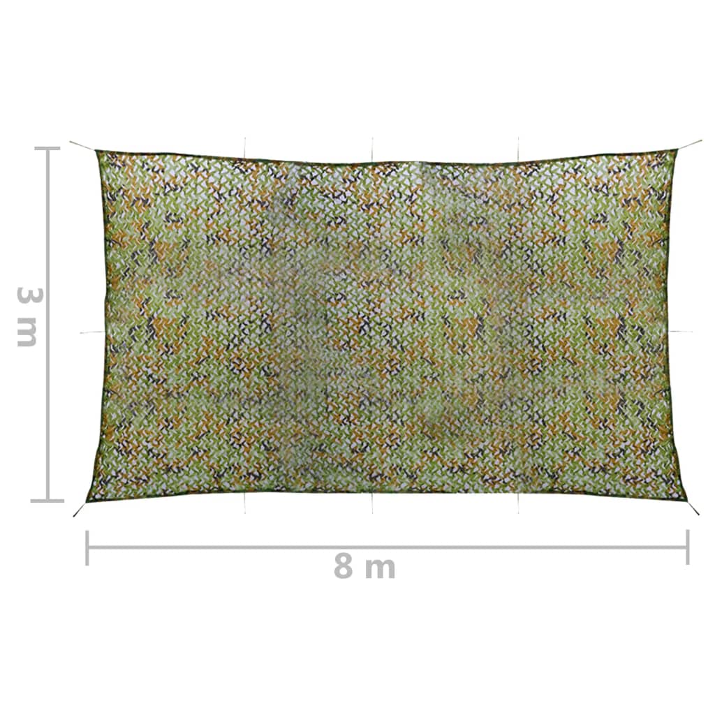 zöld kamuflázsháló tárolózsákkal 3 x 8 m