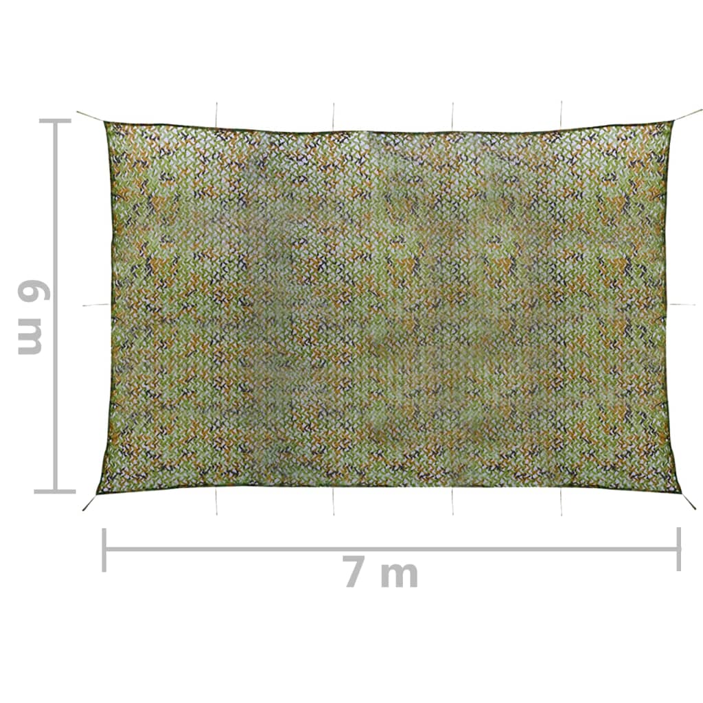 zöld kamuflázsháló tárolózsákkal 6 x 7 m